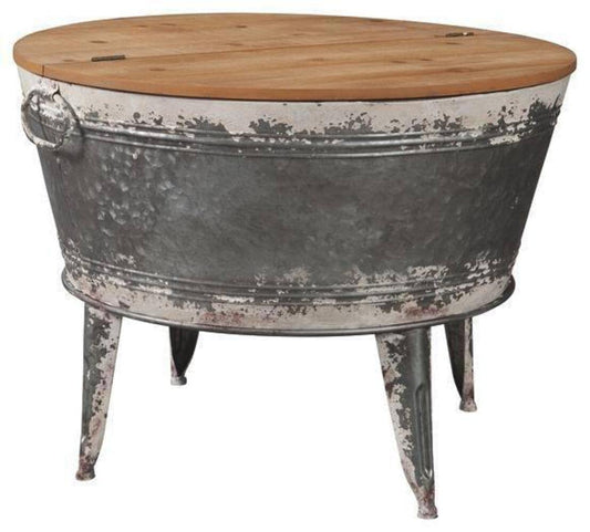 Signature Design by Ashley Shellmond Rustic Distressed Metal Accent Cocktail Table with Lift Top 20", Gray - WoodArtSupply