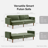 mopio Futon Sofa Bed, Couch, Small Sofa, Sleeper Sofa, Loveseat, Mid Century Modern Futon Couch, Sofa Cama, Couches for Living Room (Olive Green Premium Velvet) mopio