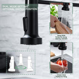 WEWE Kitchen Faucets with Pull Down Sprayer Commercial Industrial Stainless Steel Single Handle Single Hole Spring Farmhouse RV Sink Faucet, Matte Black Kitchen Faucet for Laundry Utility Room Sink WEWE