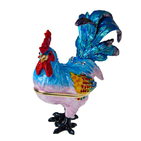FJ FENGZHIJIE Chicken Trinket Box with Golden Crystal Enamel Design, Elegant Home Decor & Unique Gift for Animal Lovers, Farmhouse Style, or Seasonal Décor FJ FENGZHIJIE