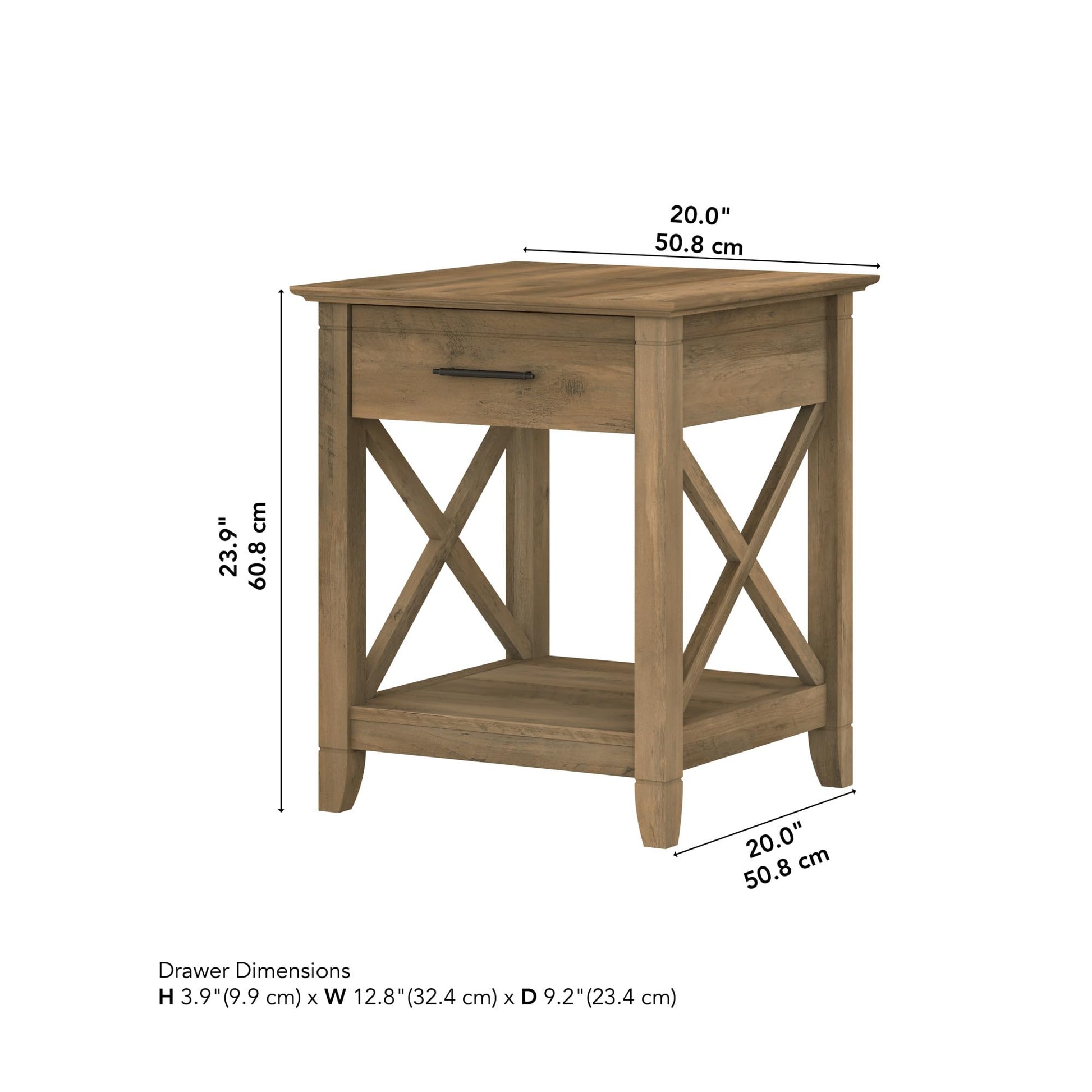 Bush Furniture Key West Small End Table with Storage | Modern Farmhouse Accent Shelf for Living Room in Reclaimed Pine - WoodArtSupply