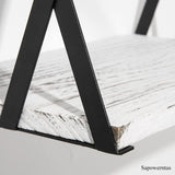 Sapowerntus Floating Nightstand Shelves Wall Mounted, 2 Tier Bedside Table for Bedroom, Rustic White Wood Basket Box Shelf with X Mental Bracket, Small Storage Decor in Bathroom Living Room Sapowerntus