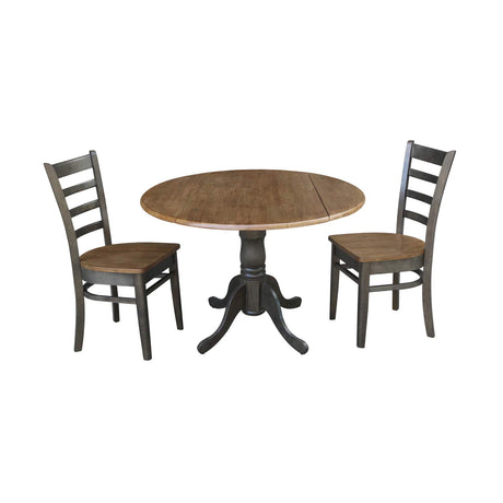 IC International Concepts Chairs Dining Table Set, Hickory/Washed Coal IC International Concepts