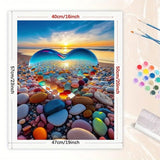 Romantic Paint by Numbers Kit for Adults - DIY Heart Glass and Pebble Beach Sunset Painting on Canvas 16x20 Inches,Acrylic Paint Set,Suitable for Beginners,Love Art for Home Decoration/Gifts TAOPAOLAB