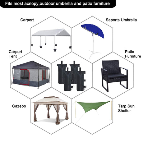 ABCCANOPY Canopy Weights Set of 4-112LBS Sand Bags for Pop up Tent, Weight Bags for Outdoor Gazebo, Trampoline, Pergola, Black (Without Sand) ABCCANOPY