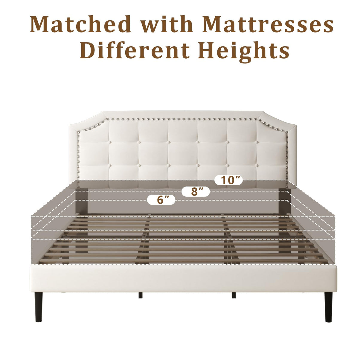 HAOARA King Size Bed Frame, King Size Platform Bed Frame with Upholstered Button Tufted Headboard, Strong Wood Slats, No Box Spring Needed, Mattress Foundation, Easy Assembly Beige HAOARA