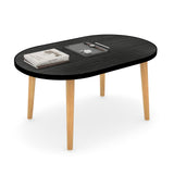 Funecy Oval Coffee Table Low Table with 4 Solid Wood Sturdy Legs, Floor Table Desk for Sitting on The Floor, Storage and Living Room Furniture (Black) Funecy