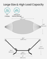 SONGMICS Double Hammock with Stand, 82.7 x 59.1 Inches, 529 lb Load Capacity, Portable Hammock, for Terrace, Balcony, Garden, Outdoor, Camping, Black and Gray UGHS001G01 SONGMICS