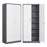 NODHM Metal Storage Cabinets with Lock, 71" Garage Storage Cabinet with 2 Door and 5 Adjustable Shelves, Steel Lockable Tool Cabinets for Home, Office, Gym, Garage… NODHM