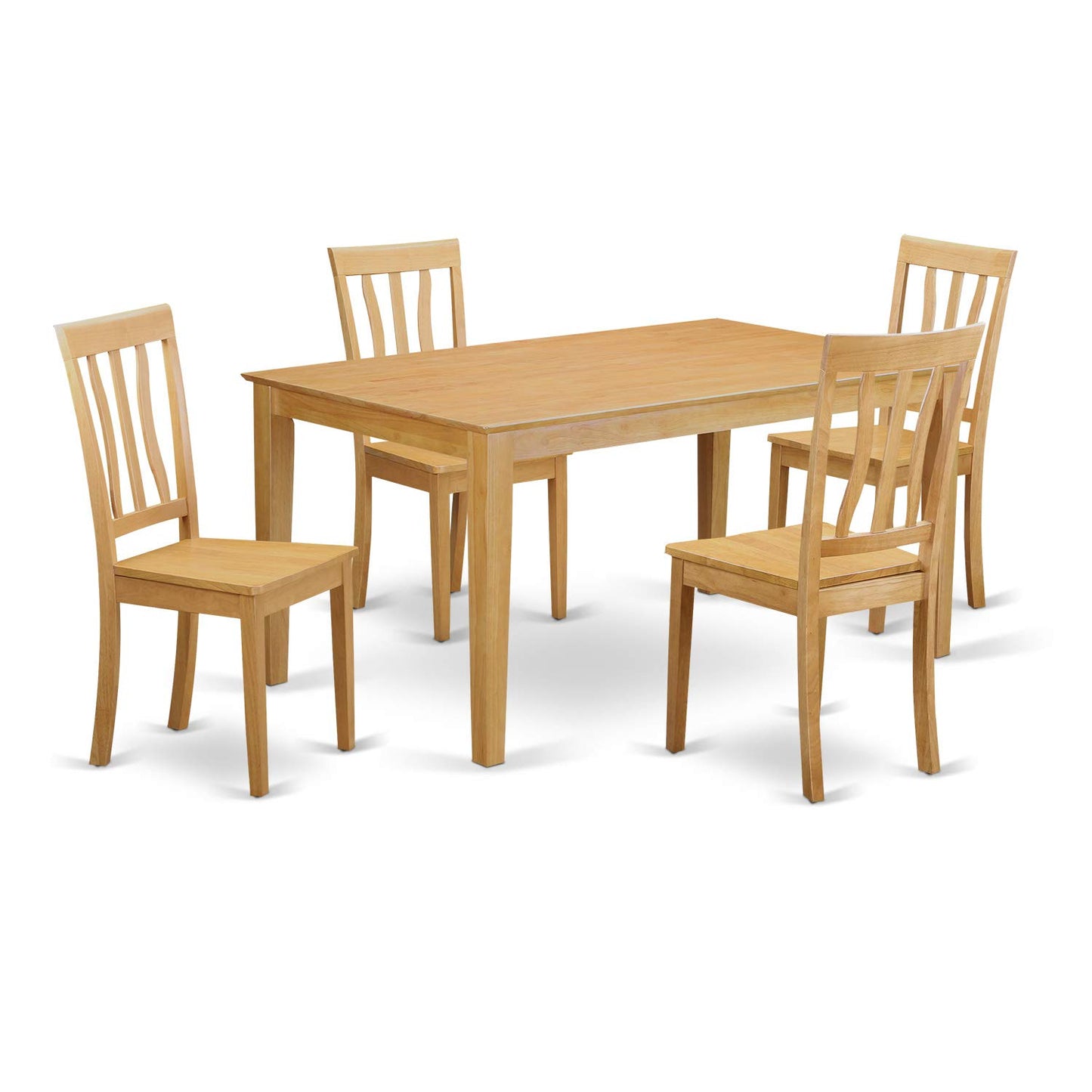 East West Furniture CAAN5-OAK-W Capri 5 Piece Modern Set Includes a Rectangle Wooden Table and 4 Dining Room Chairs, 36x60 Inch - WoodArtSupply