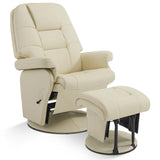 MCombo Swivel Glider Recliner with Ottoman, Reclining Chair with Adjustable Back, Faux Leather Upholstered Lounge Chair for Living Room Bedroom 4800 (Cream White) MCombo