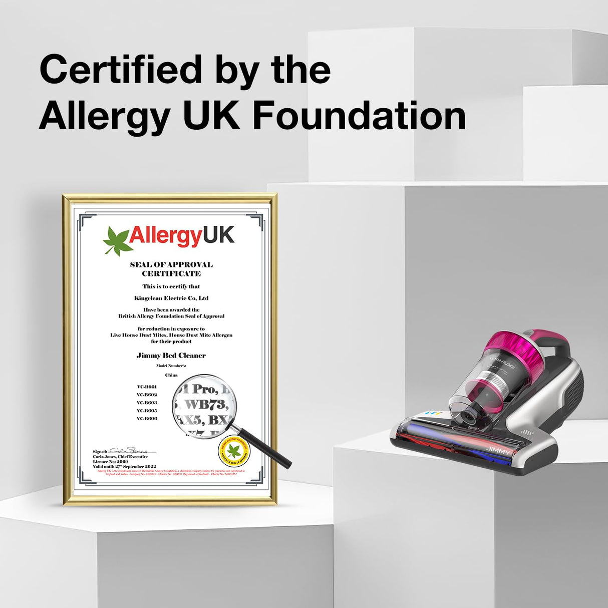 Jimmy WB73 Mattress Vacuum Cleaner, Pet Hair Vacuum, Bed Vacuum with UV & Ultrasonic, Strong Suction, Dust Recognition and Anti-allergen (WB73, Corded) Jimmy