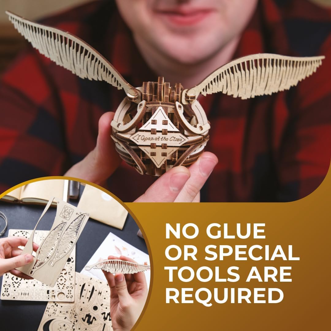 UGEARS Wooden 3D Puzzles for Adults - Harry Potter Golden Snitch Model Building Kits - DIY Kits for Adults - 3D Puzzle Harry Potter Puzzle Set Crafts for Adults - 3D Model Kits for Adults - 1 - WoodArtSupply