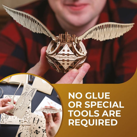 UGEARS Wooden 3D Puzzles for Adults - Harry Potter Golden Snitch Model Building Kits - DIY Kits for Adults - 3D Puzzle Harry Potter Puzzle Set Crafts for Adults - 3D Model Kits for Adults - 120 Pcs UGEARS