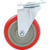 8 Pack 5 Inch Combo Caster Swivel Plate 4 w/Brake & 4 Plate Heavy Duty on Red PU Wheels with Heavy Duty Screws FactorDuty