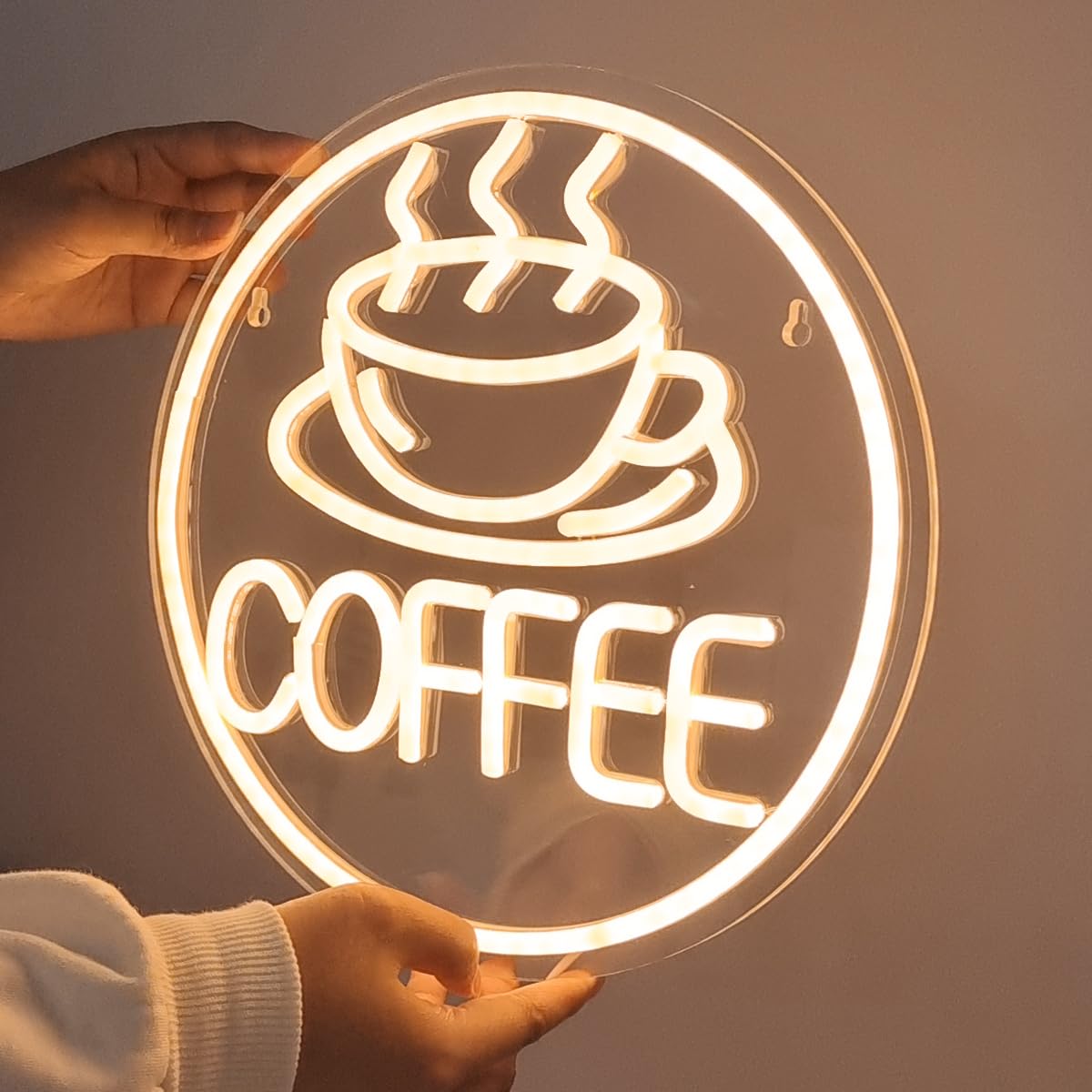 Britrio Coffee Neon Sign for Home Cafe Bar Kitchen Dinning Room Light Birthday Party Bedroom Restaurant Pub Man Cave LED Wall Art Decoration Holiday Gift 5V USB Powered Warm White - WoodArtSupply