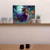 Tucocoo Witch Rides on a Broomstick Paint by Number Kits,Halloween Night Paint by Numbers for Adults,All Hallows Eve Acrylic Painting for Gift Home Decor16x20inch Frameless Tucocoo