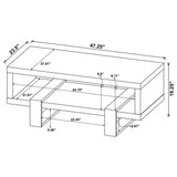 CARTESIAN Modern Engineered Wood Coffee Table, Gray Driftwood, Multi-Level Design, Living Room Furniture, 47.25x23.50x19.25 Inches CARTESIAN