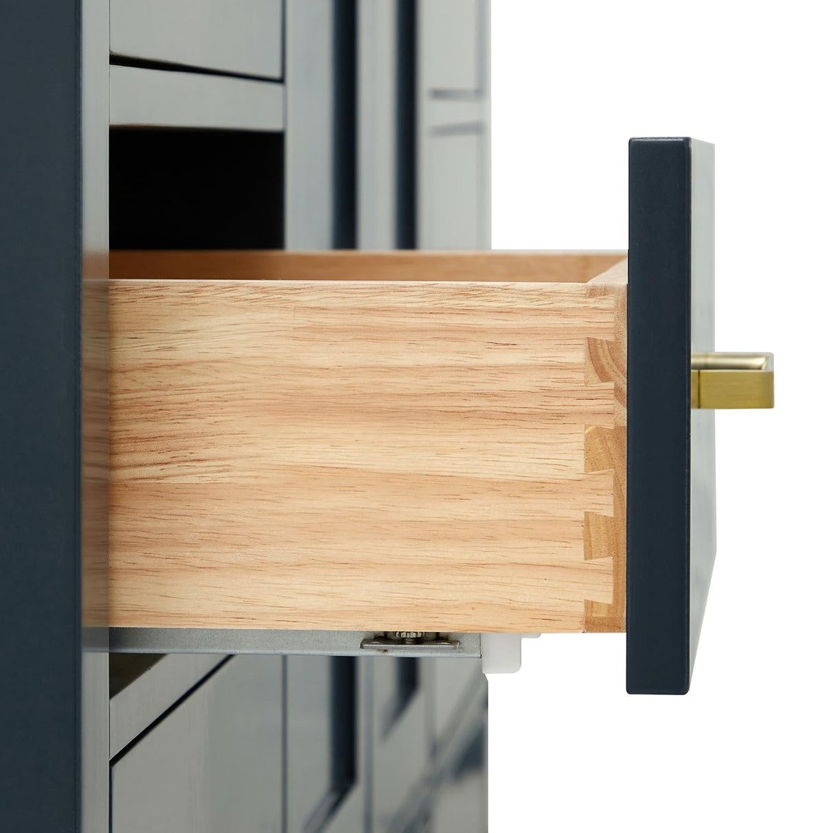 ARIEL Cambridge 72" Midnight Blue Double Vanity, 1.5" Edge Carrara White Quartz Countertop & Splash, Rectangular Sinks, 4 Soft Closing Doors, 6 Full Extension Dovetail Drawers, Satin Brass ARIEL