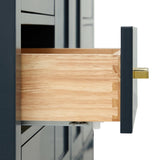 ARIEL Cambridge 72" Midnight Blue Double Vanity, 1.5" Edge Carrara White Quartz Countertop & Splash, Rectangular Sinks, 4 Soft Closing Doors, 6 Full Extension Dovetail Drawers, Satin Brass ARIEL