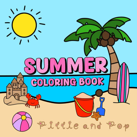 Summer Coloring Book: A Cute and Simple Coloring Book for Adults and Kids: 41 Illustrations Featuring Beach Scenes, Sunny Vacations and More for a Season of Fun (8.5x8.5) WoodArtSupply
