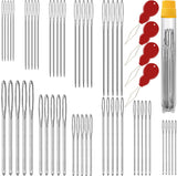 55 PCS Large-Eye Blunt Needles, Large Eye Sewing Needles, 11 Sizes Hand Sewing Needles, Knitting Needles, Yarn Needles, Embroidery Needle, Quilting Needles with 4 Threaders, Weaving Stringing Needles phicivono