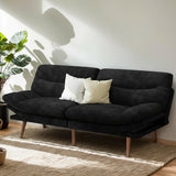 PERLECARE Convertible Futon Sofa Bed, 66" Corduroy Futon Couch with Adjustable Backrest and Armrests, 3-in-1Recliner Sleeper Sofa for Small Spaces, Play Room,Living Room or Office（Black，66 in） PERLECARE