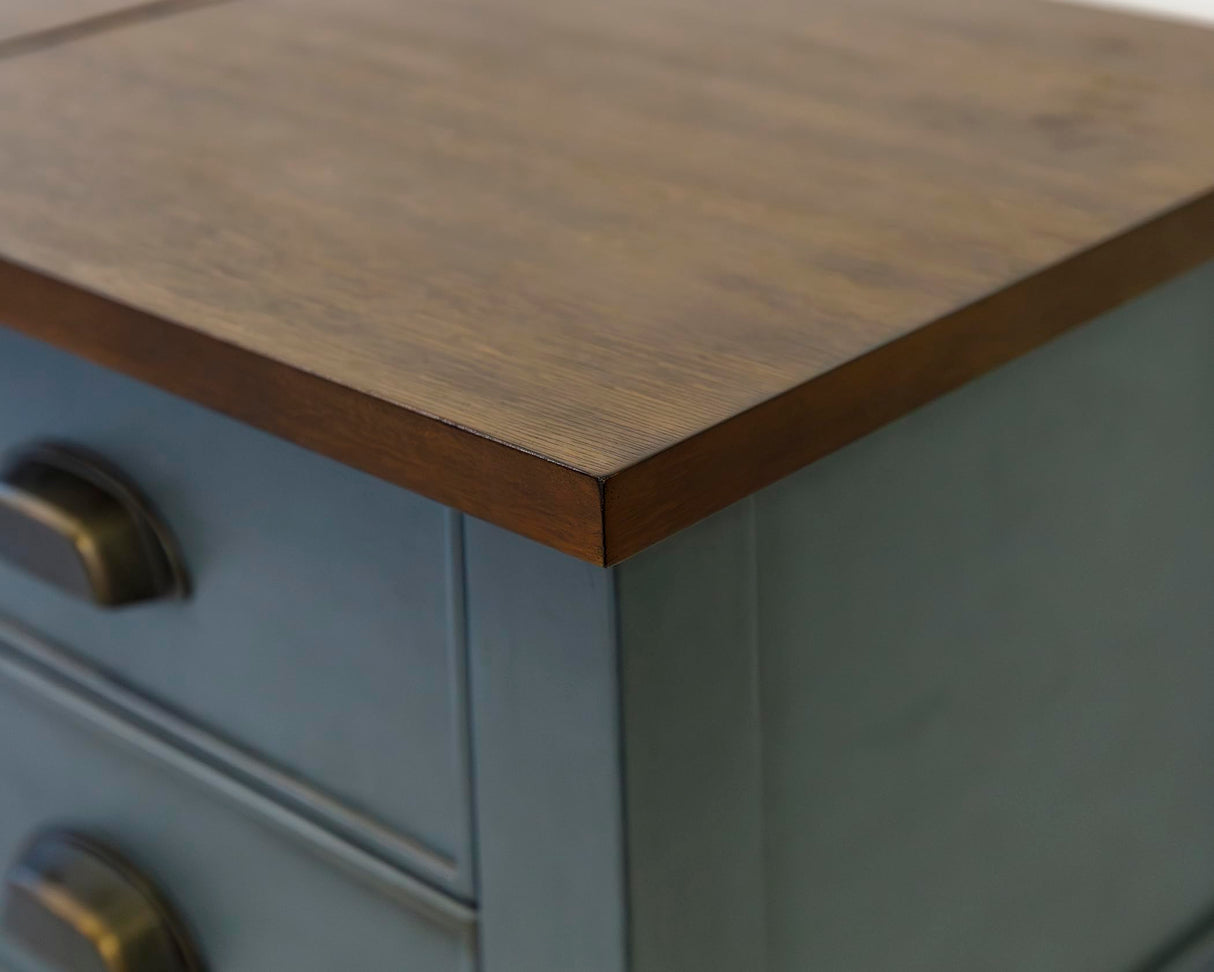 Martin Furniture Farmhouse Wood Half-Pedestal Writing, Open L-Shaped Table, Office Return, Blue Desk Martin Furniture