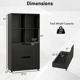 Giantex Bookcase with 2 Drawers, 51” Tall Floor Bookshelf w/4 Cubes, Anti-tip Kits, Freestanding Display Rack, Cubby Storage Organizer for Study, Living Room, Home Office, Black Giantex