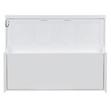 Save Space Folding Wall Bed with Desk, Queen Size Wood Hideaway Bed with Hydraulic Lift Design for Small Space Bedroom Guest Room, White MaiDeHaoo