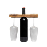 Ironwood Gourmet Acacia Wood Wine Glass Holder for Wine Bottles, Holds 2 Wine Glasses Ironwood Gourmet