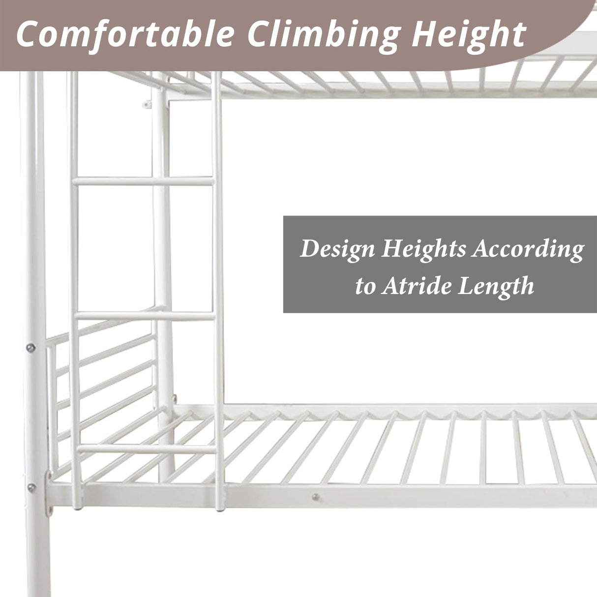 Karl home White Bunk Bed Twin Over Twin, Metal Bunk Bed with Built-in Ladder and Safety Guardrail, Space-Saving Twin Bunk Beds for Kids, Teens & Adults, No Box Spring Karl home