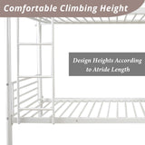 Karl home White Bunk Bed Twin Over Twin, Metal Bunk Bed with Built-in Ladder and Safety Guardrail, Space-Saving Twin Bunk Beds for Kids, Teens & Adults, No Box Spring Karl home