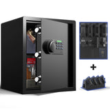 Grimtron Gun Safe for Handgun - (1.72 cu. ft.) Adult Multiple Pistol Safe 【Gun Organizer & Gun Rack】Money Safe Box with Silent Mode, Home Safe with Backlit Keypad, LED Light, Gun Vault for Anti-Rust Grimtron