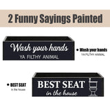 CuffUp Bathroom Decor Box, Toilet Paper Basket 2 Sides Signs Farmhouse Bathroom Basket Toilet Basket Tank Topper Rustic Farmhouse Home Decor for Livingroom Kitchen（One Black Box） CuffUp