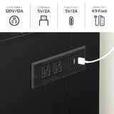 HOOBRO Wine Bar Cabinet with Storage, LED Liquor Cabinet with Power Outlets, Coffee Bar Cabinet for Liquor and Glasses, Glass Cabinet Doors, for Bar, Dining Room, Kitchen, Black BK78UDJG01 HOOBRO