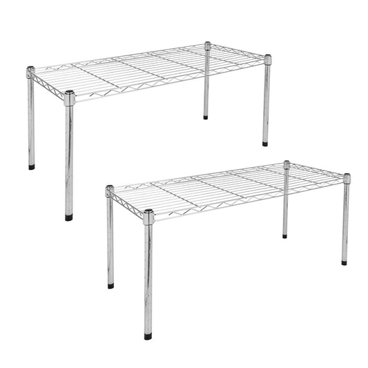 YSSOA 1-Tier Shelving Unit, 29.92" W x 13.78" D x 14.96" H Steel Organizer Wire Rack, Chrome, 2 Pack