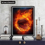 Zariocy 5D Diamond Art Kits for Adults Basketball Fire, DIY Diamond Painting Art Round Full Drill Crystal Diamond Embroidery Paintings Arts Craft for Home Office Wall Decor 12x16 inch-1 Zariocy