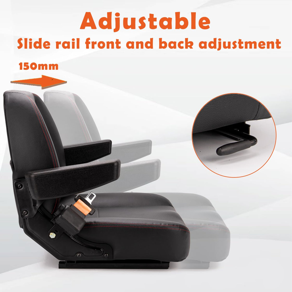 SEATIN Universal Forklift Seat,Tractor Seat,with Micro Switch,Armrest and Safety Belt,for Tractor,Mower,Skid Loader,Telehandler,Backhoe,Excavator Dozer… SEATIN