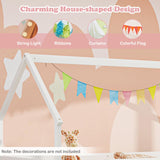 Giantex Wood Kids Bunk Bed with Slide & Ladder, Twin Over Twin House Bed with Full-Length Guardrails, Montessori Floor Bunk Bed Frame for Kids Teens Girls Boys, No Box Spring Needed, White Giantex