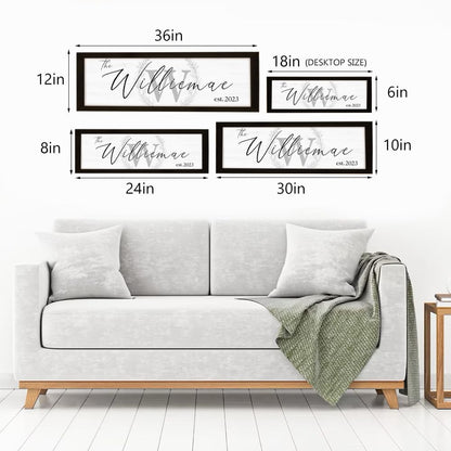 Last Name Signs for Home | Personalized Framed Wooden Family Name Sign for Home Decor Wall | Custom Wood Signs | Monogram Name Wall Decor | Established Wood Sign (Black Frame, Monogram) - WoodArtSupply