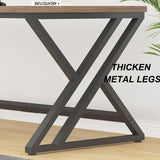 LVB Rustic Large Computer Desk, Industrial Extra Long Home Office Desk, Wood Pc Writing Work Study Computer Table Desk, Farmhouse Workstation Gaming Executive Desk for 2 Person, Rustic Oak, 70 Inch LVB