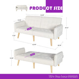 TYBOATLE Modern Faux Leather Upholstered Convertible USB Folding Futon Sofa Bed, 65" Couch, Love Seats Furniture for Small Space Configuration, Apartment, Dorm, Living Room, Office (White) TYBOATLE