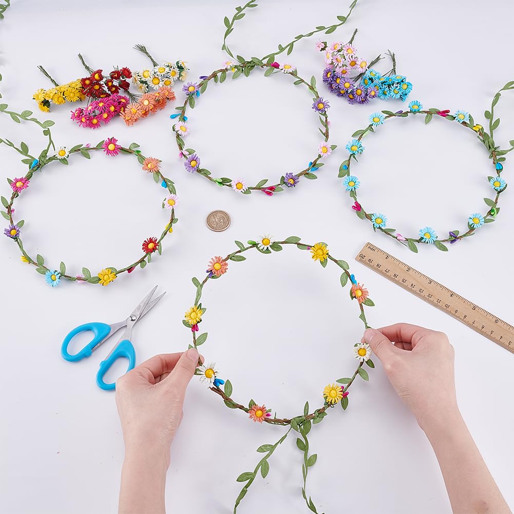FREEBLOSS 8 Set Flower Crowns DIY Kit Daisy Flower Crown DIY Flower Crowns Headband Making Kit Handmade Floral Hair Accessories for Wedding Birthday Fairy Party Favors DIY Arts and Crafts FREEBLOSS