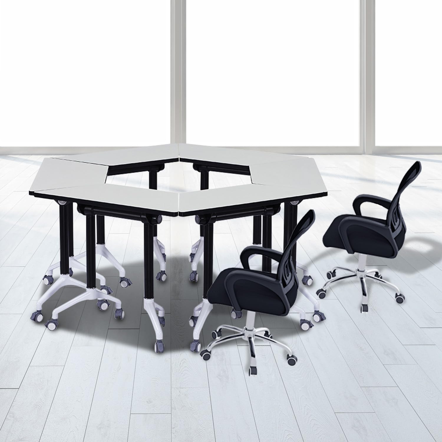 Folding Conference Table,Large Conference Meeting Table for 8 People,Modern Mobile Training Table with Wheels,Rolling Conference Room Tables with Metal Frame,Meeting Seminar Table 47.2x23.6x2 - WoodArtSupply