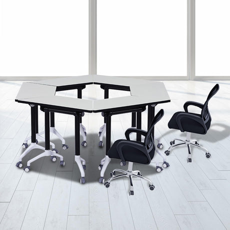 Folding Conference Table,Large Conference Meeting Table for 8 People,Modern Mobile Training Table with Wheels,Rolling Conference Room Tables with Metal Frame,Meeting Seminar Table 47.2x23.6x29.5in AFBZR