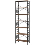 HOMISSUE Industrial 7-Tier Tall Bookshelf in Rustic Brown with Unique Design HOMISSUE