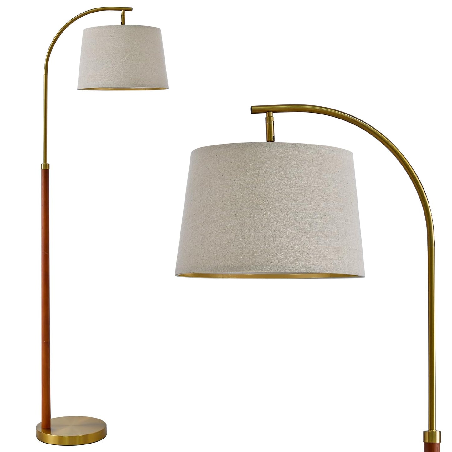 G-SAFAVA 62.5" Gold Floor Lamp for Living Room with Foot Switch Standing Lamp Tall Industrial Reading for Bedroom Office - WoodArtSupply