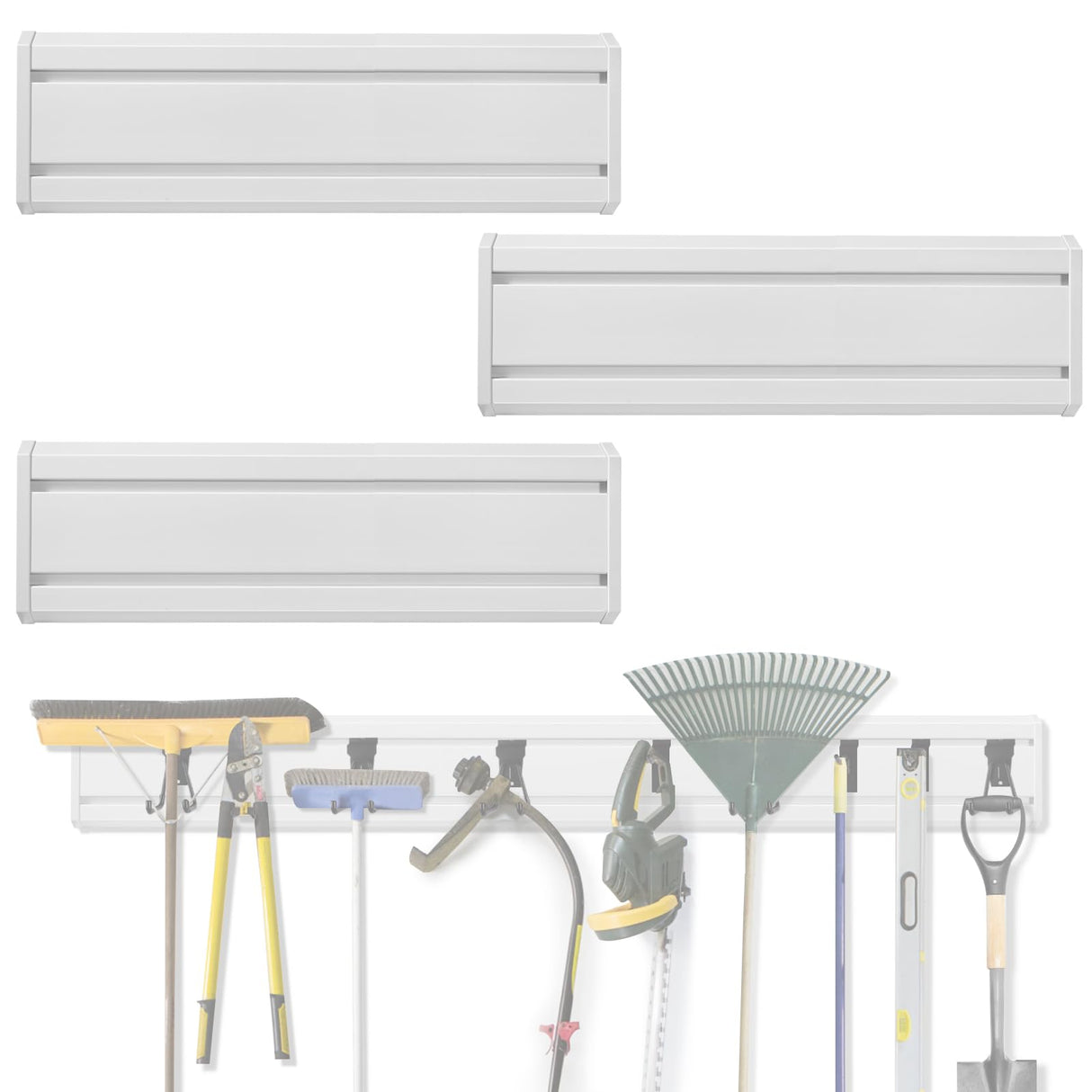 Alffun Slatwall Panels 6" H x 16" L, 3 Pack Garage Slat Wall Paneling, Heavy Duty Garage Wall Organizer with 4 Pack Slatwall Board End Caps, PVC White Alffun