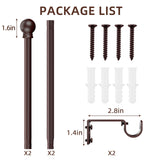 SMODBRODRE Curtain Rods for Window 32 to 62, Brown 5/8 inch Splicing Single Window Curtain Rod Set with Brackets SMODBRODRE